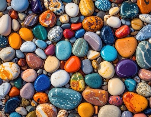 Colorful, smooth pebbles background