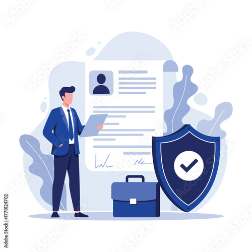 Insurance Contract Agreement Protection Policy Document Flat Vector