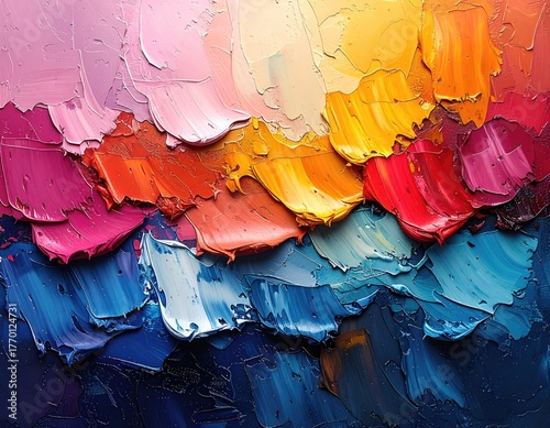 Thick, textured palette knife paint