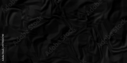 Crumple crushed black paper obsolete rumple craft design. wrinkle ripped creased crumple aged closeup recycled document grunge paper background.	