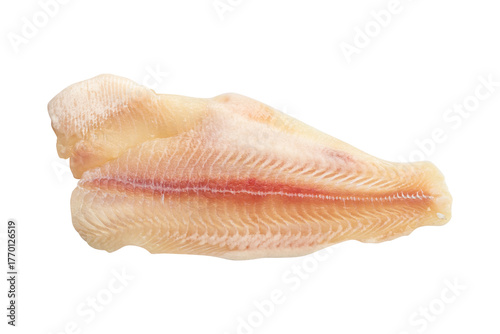 Fresh raw pangasius dory fish fillet isolated on a transparent background