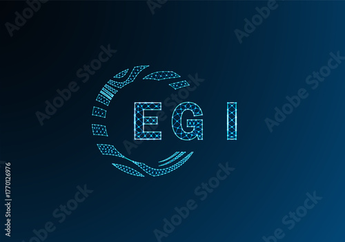 EGI low poly letter logo vector design. EGI lower poly logo design. EGI unique low poly logo design.