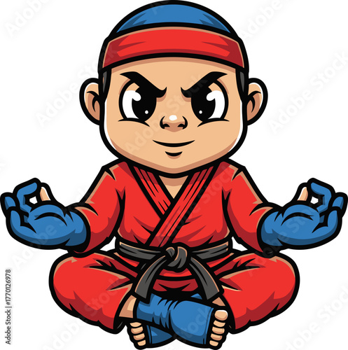 young fighter finds serene focus, mastering discipline through quiet contemplation, isolated on transparent background