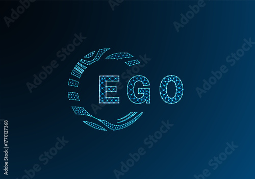 EGO low poly letter logo vector design. EGO lower poly logo design. EGO unique low poly logo design.