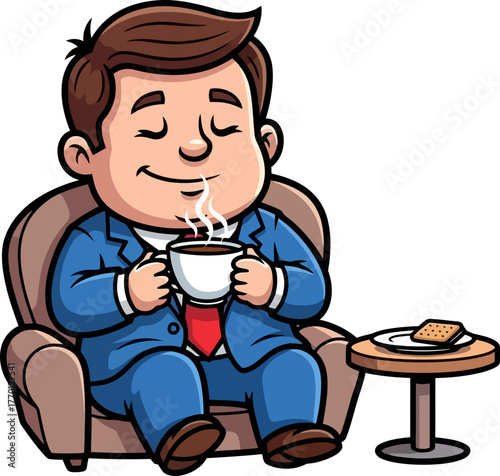 contented executive takes a peaceful pause, relishing warm coffees comfort, isolated on transparent background