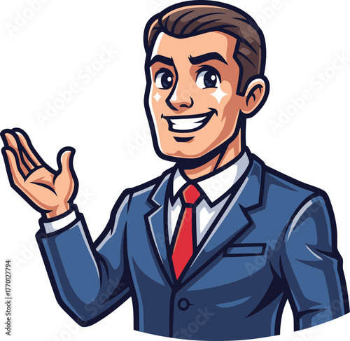 dynamic communicator extends open hand, inviting connection and bright possibilities, isolated on transparent background