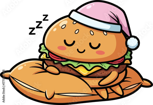 whimsical burger character unwinds completely, enjoying a muchdeserved deep rest, isolated on transparent background