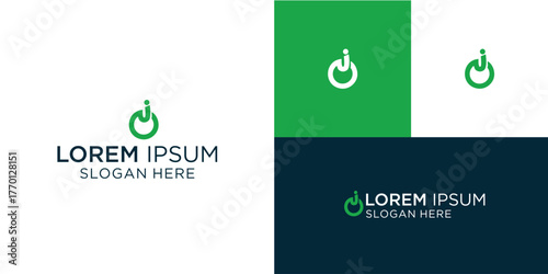 Modern power button logo design for innovative tech startups, showcasing a clean and minimalist aesthetic for a digital brand identity, conveying energy and simplicity with a fresh green color palette