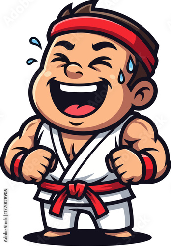sweaty senseis spirited shout cartoon champions joyful martial arts journey, isolated on transparent background