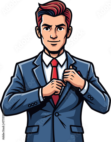 sharply dressed professional prepares, embodying ambition, style, confident leadership spirit, isolated on transparent background