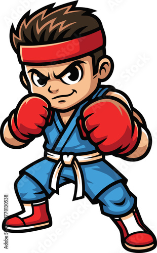 punching character enters the arena with champions resolve, isolated on transparent background