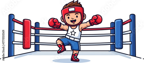 energetic boxers triumphant leap, spreading joy in the ring, isolated on transparent background
