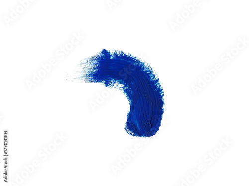 Vibrant blue paint brush stroke a stark with texture.