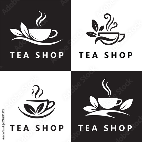 Tea shop logo illustration vector Template