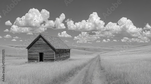 Rural black and white farm