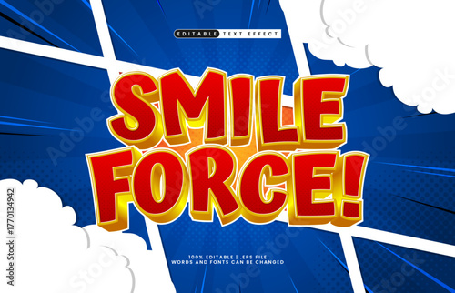 smile force editable pop comic text effect for game and animation