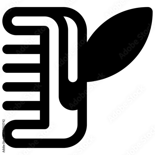 Hair comb. Outlined stroke vector icon with black-filled details.