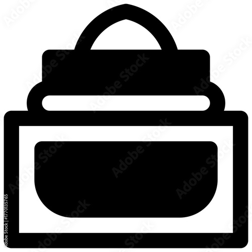 Moisturising cream. Outlined stroke vector icon with black-filled details.