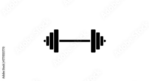 Barbell icon illustrating fitness and weightlifting, isolated on white background