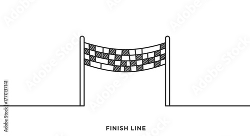 Minimalist illustration of a finish line with checkered flag for competition