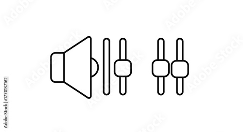 Minimalist illustration of volume control with sliders, audio settings symbol