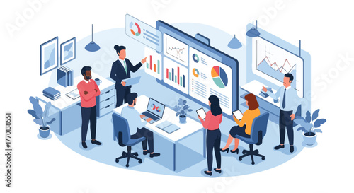 Meeting  Presentation Business Discussion and Data Analysis - Business Team Analytics Strategy Planning Graphic data metric