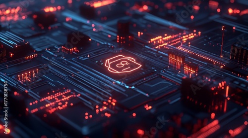 Digital fortress, glowing lines of code, stylized binary streams, intricate network connections, data packets flowing, shield icon, locked padlock, dark background, futuristic aesthetic, cinematic