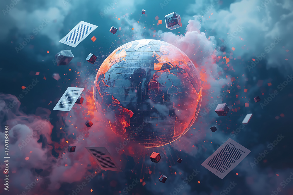 Fototapeta premium AI Technology and Global Interaction Digital Illustration Showing Artificial Intelligence, Worldwide Network Connectivity, and Futuristic Innovation AI generated