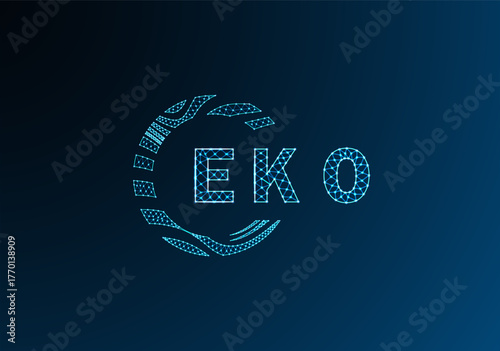 EKO low poly letter logo vector design. EKO lower poly logo design. EKO unique low poly logo design.