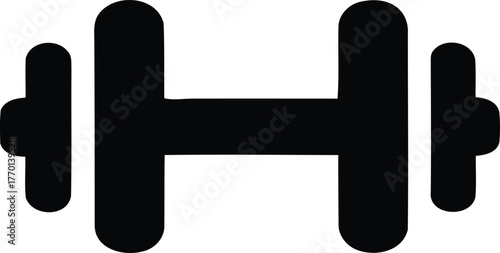 Black dumbbell simple design for fitness and exercise equipment icon