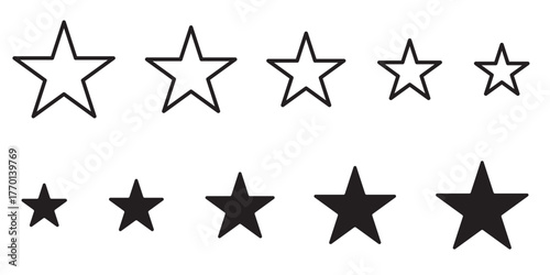 Customer reviews. Five stars icon Vector. Five stars customer product rating review flat and line icon set. Customers rate the product with five stars icon for online shopping, apps and website. 