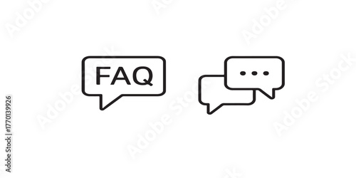 Print   Customer Support and Help Desk Line Icons — headset, FAQ, chat, satisfaction feedback vector