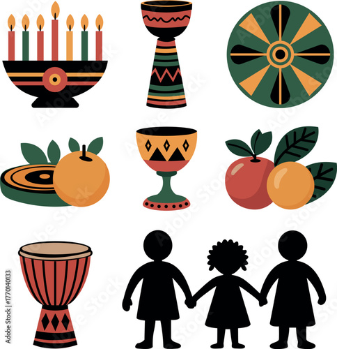 Kwanzaa Symbols Set vector