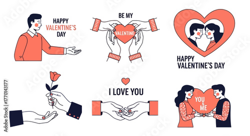 Valentine's Day Icon Set Celebrate Love with Heartfelt Graphics for Cards and Designs