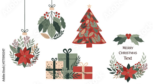 Christmas Ornament and Decoration Vector Elements Festive Holiday Design Set
