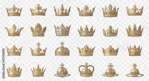 Golden Crown Collection Elegant Designs for Royalty, Symbolizing Power and Prestige in Various Styles