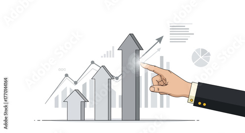 Business Growth and Investment Strategy Visualizing Financial Success with Charts and Arrows