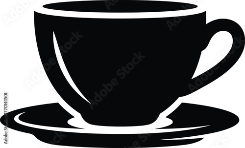 Cup saucer minimalist beverage ceramic breakfast drink silhouette