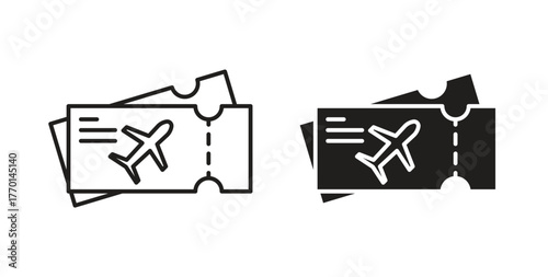 Airline ticket icons, vector symbols. filled flat sign
