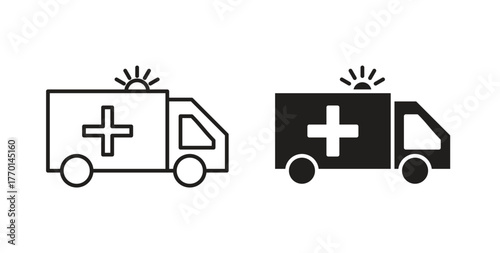 Ambulance icons, vector symbols. filled flat sign