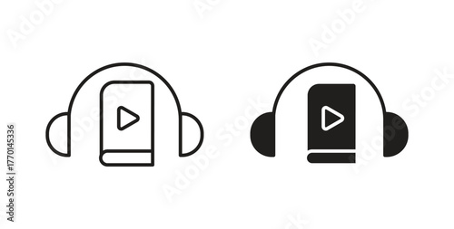 Audiobook icons, vector symbols. filled flat sign