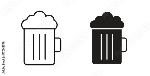 Beer mug icons, vector symbols. filled flat sign
