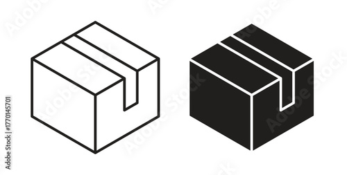 Box icons, vector symbols. filled flat sign