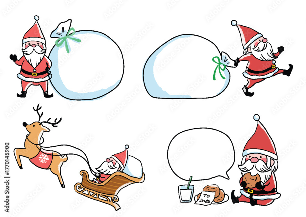 Obraz premium 手描きの可愛いクリスマスのイラストセット