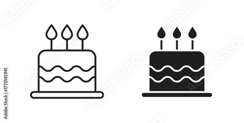 Cake icons, vector symbols. filled flat sign