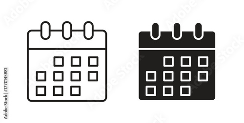 Calendar icons, vector symbols. filled flat sign