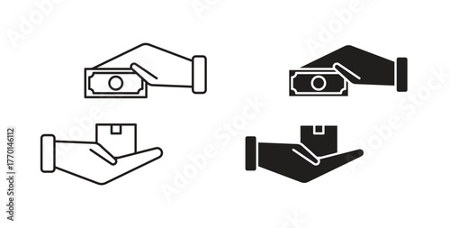 Cash on delivery icons, vector symbols. filled flat sign