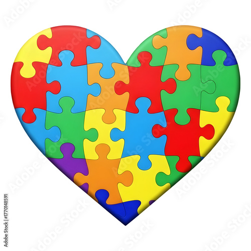 Autism Awareness Heart Puzzle on Black