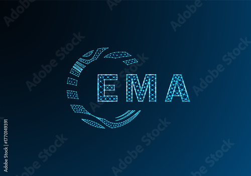 EMA low poly letter logo vector design. EMA lower poly logo design. EMA unique low poly logo design.
