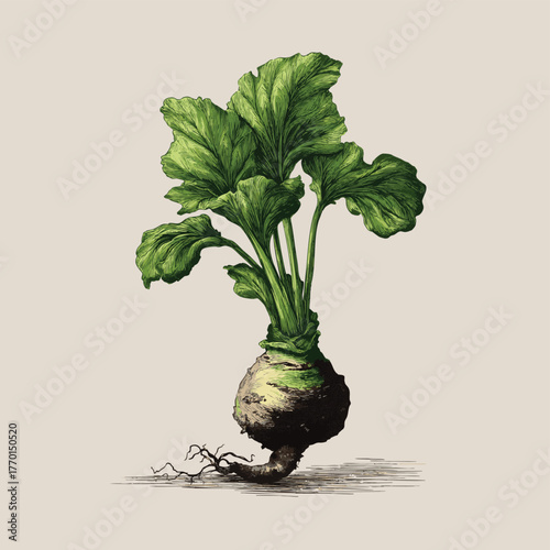 Japanese Wasabi Root – Hand-Drawn Brush Style